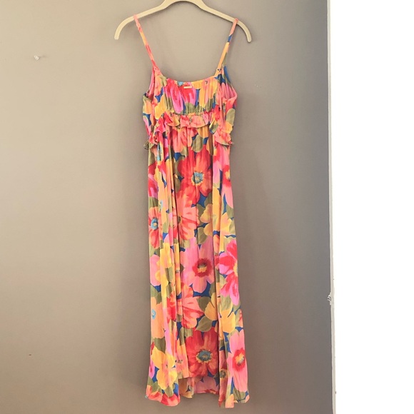 Billabong Rebel Heart Multicolor Floral Print Ruffle Dress. Medium - Picture 4 of 10